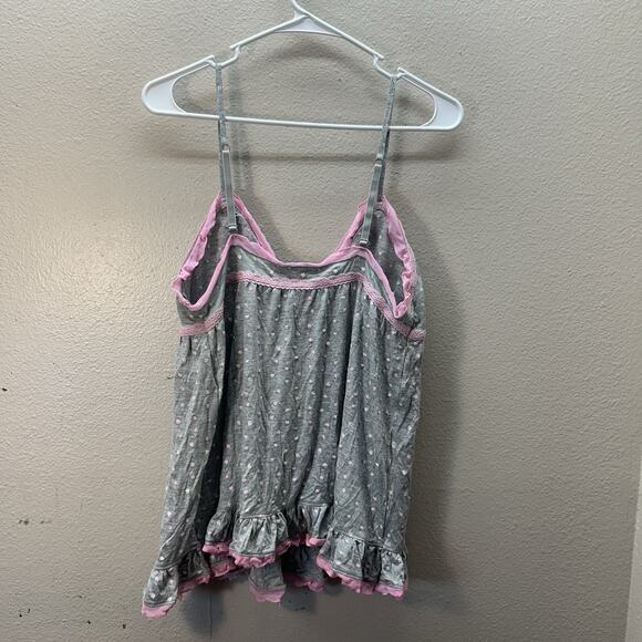 Rene Rofe Pajama Set Babydoll Camisole Chemise Floral Tank Top Padded Gray Sz L - Picture 5 of 5